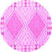 Round Southwestern Pink Country Rug, con1829pnk