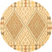 Round Southwestern Brown Country Rug, con1829brn