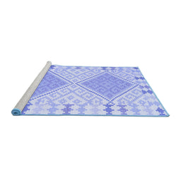 Sideview of Machine Washable Southwestern Blue Country Rug, wshcon1829blu