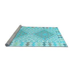 Sideview of Machine Washable Southwestern Light Blue Country Rug, wshcon1829lblu