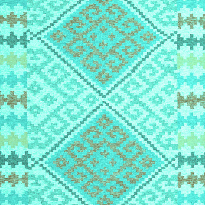 Machine Washable Southwestern Turquoise Country Area Rugs, wshcon1829turq