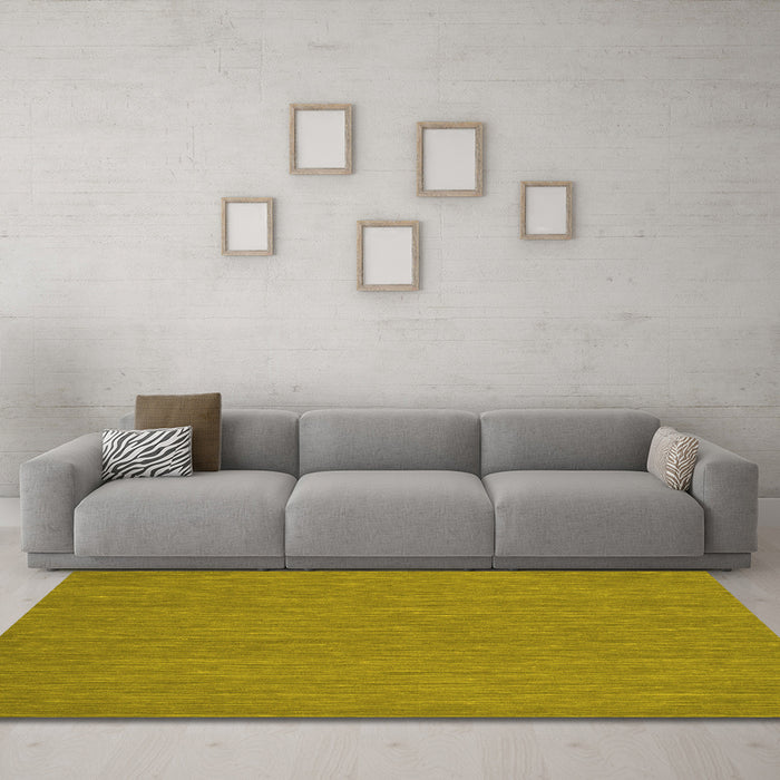 Machine Washable Abstract Yellow Contemporary Rug in a Living Room, wshcon182yw