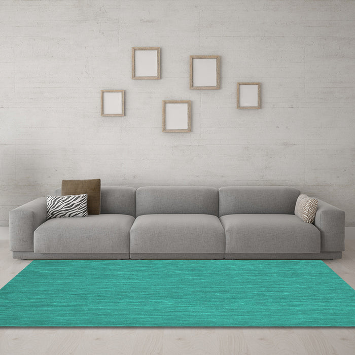 Machine Washable Abstract Turquoise Contemporary Area Rugs in a Living Room,, wshcon182turq