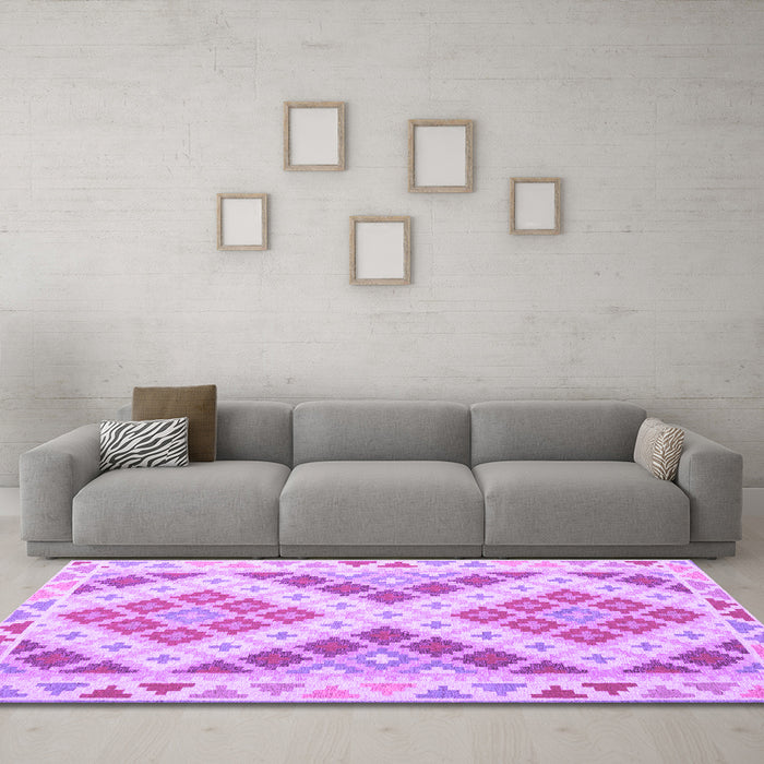 Machine Washable Southwestern Purple Country Area Rugs in a Living Room, wshcon1830pur