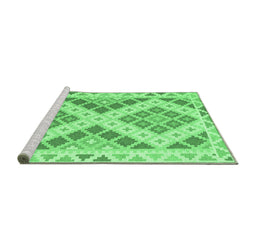 Sideview of Machine Washable Southwestern Emerald Green Country Area Rugs, wshcon1830emgrn