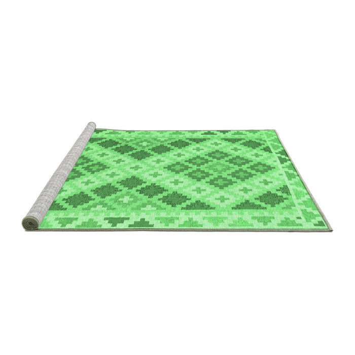 Sideview of Machine Washable Southwestern Emerald Green Country Area Rugs, wshcon1830emgrn