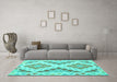 Machine Washable Southwestern Turquoise Country Area Rugs in a Living Room,, wshcon1830turq