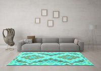 Machine Washable Southwestern Turquoise Country Rug, wshcon1830turq