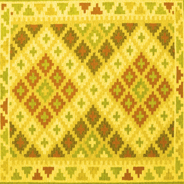 Square Machine Washable Southwestern Yellow Country Rug, wshcon1830yw
