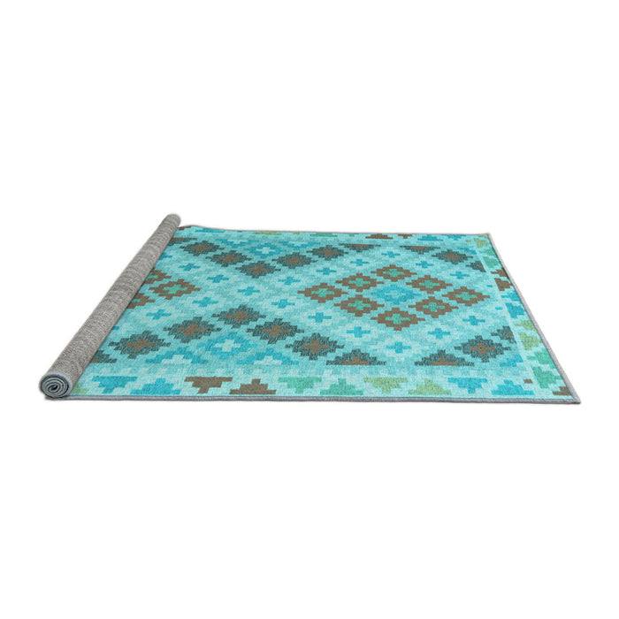 Sideview of Machine Washable Southwestern Light Blue Country Rug, wshcon1830lblu