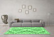 Machine Washable Southwestern Emerald Green Country Area Rugs in a Living Room,, wshcon1830emgrn