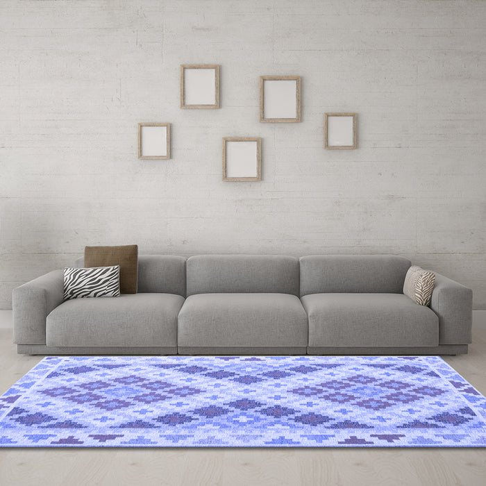 Machine Washable Southwestern Blue Country Rug in a Living Room, wshcon1830blu