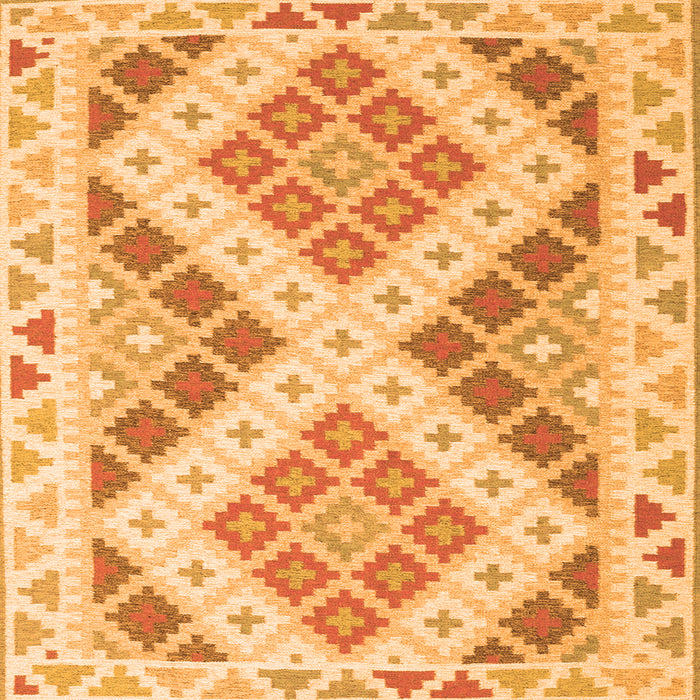 Round Machine Washable Southwestern Orange Country Area Rugs, wshcon1830org