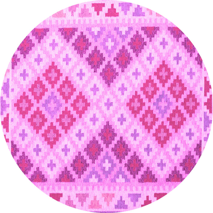 Round Southwestern Pink Country Rug, con1830pnk
