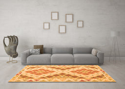 Machine Washable Southwestern Orange Country Area Rugs in a Living Room, wshcon1830org