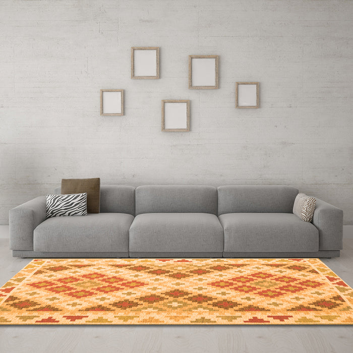 Machine Washable Southwestern Orange Country Area Rugs in a Living Room, wshcon1830org