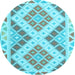 Round Southwestern Light Blue Country Rug, con1830lblu