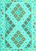 Machine Washable Southwestern Turquoise Country Area Rugs, wshcon1830turq