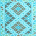 Square Machine Washable Southwestern Light Blue Country Rug, wshcon1830lblu