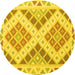 Round Southwestern Yellow Country Rug, con1830yw