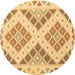 Round Southwestern Brown Country Rug, con1830brn