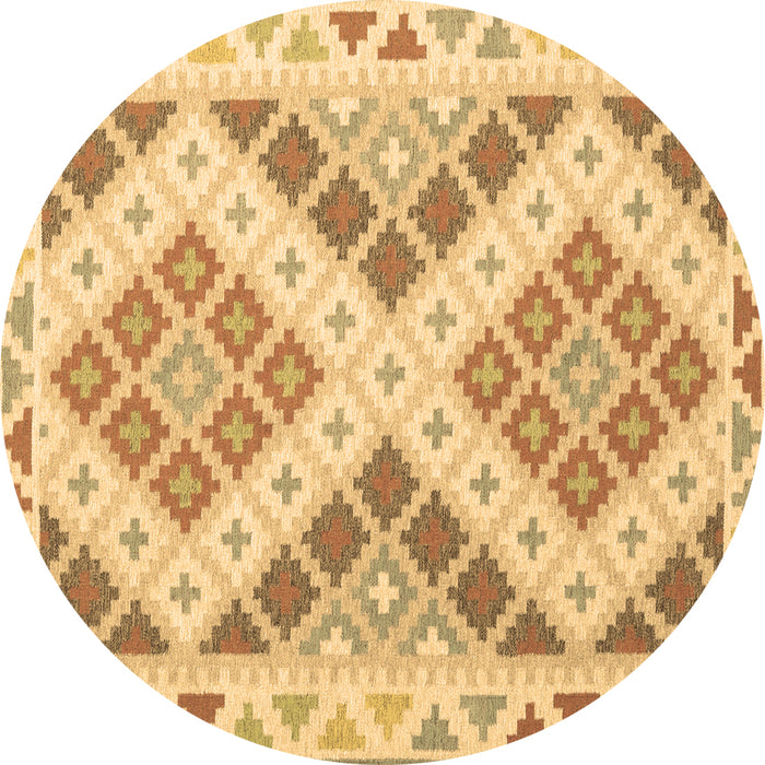 Round Machine Washable Southwestern Brown Country Rug, wshcon1830brn
