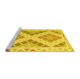 Sideview of Machine Washable Southwestern Yellow Country Rug, wshcon1830yw