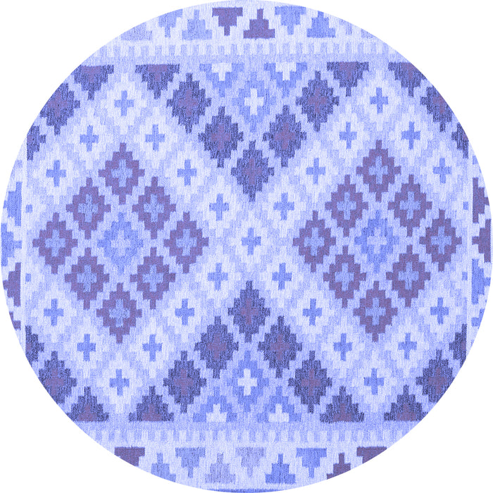 Round Machine Washable Southwestern Blue Country Rug, wshcon1830blu