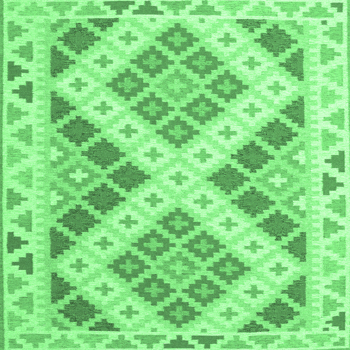 Square Machine Washable Southwestern Emerald Green Country Area Rugs, wshcon1830emgrn