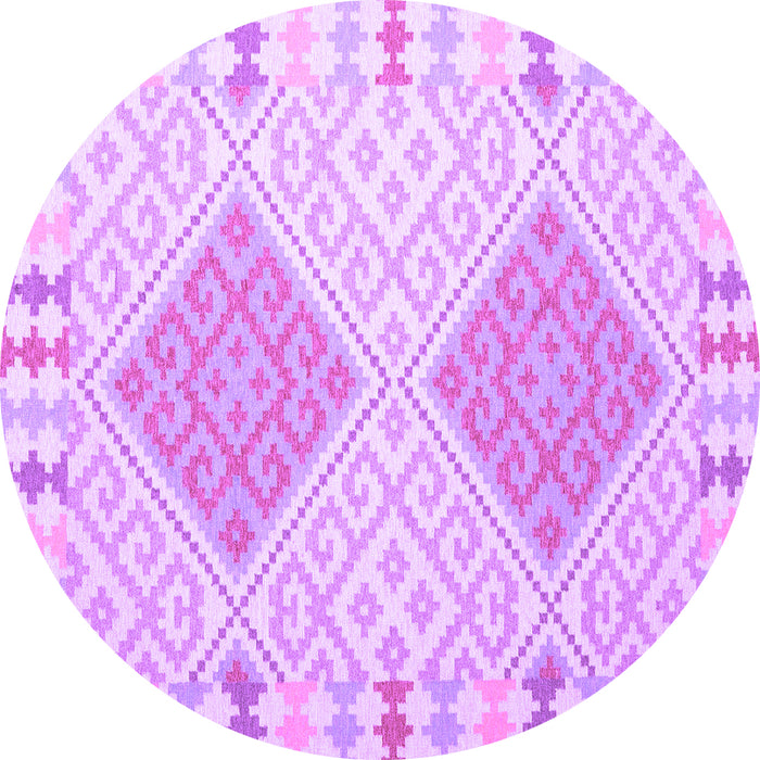 Round Machine Washable Southwestern Purple Country Area Rugs, wshcon1831pur