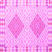 Square Machine Washable Southwestern Pink Country Rug, wshcon1831pnk