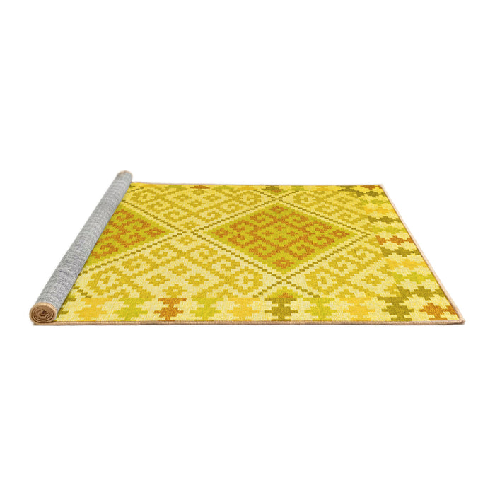 Sideview of Machine Washable Southwestern Yellow Country Rug, wshcon1831yw