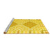 Sideview of Machine Washable Southwestern Yellow Country Rug, wshcon1831yw