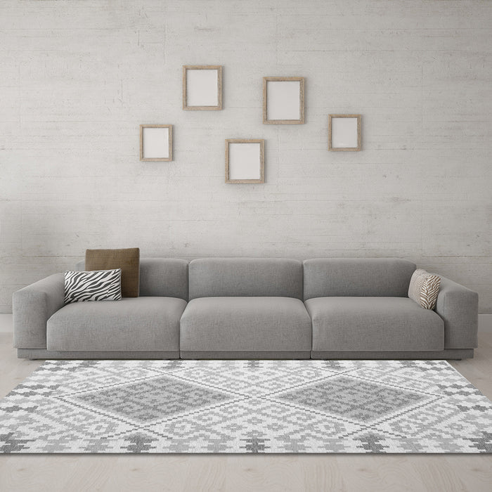 Machine Washable Southwestern Gray Country Rug in a Living Room,, wshcon1831gry