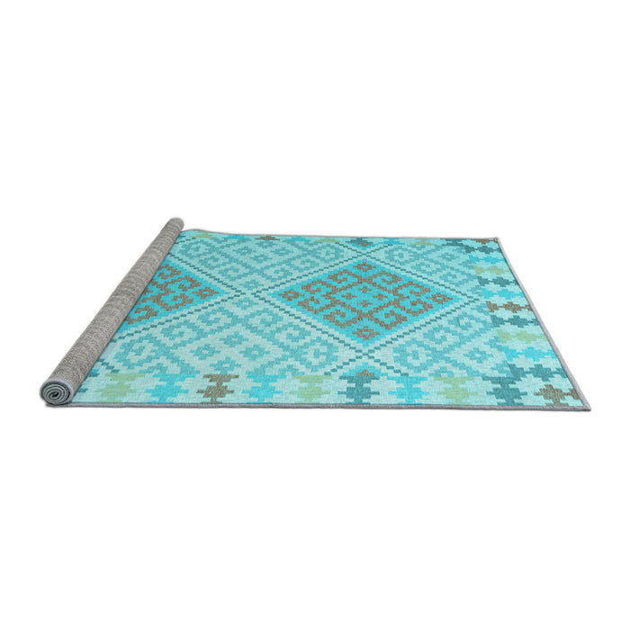 Sideview of Machine Washable Southwestern Light Blue Country Rug, wshcon1831lblu
