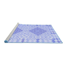 Sideview of Machine Washable Southwestern Blue Country Rug, wshcon1831blu