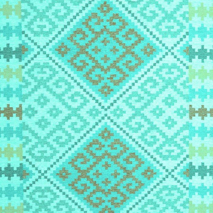 Machine Washable Southwestern Turquoise Country Area Rugs, wshcon1831turq