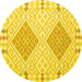 Round Southwestern Yellow Country Rug, con1831yw