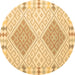 Round Southwestern Brown Country Rug, con1831brn