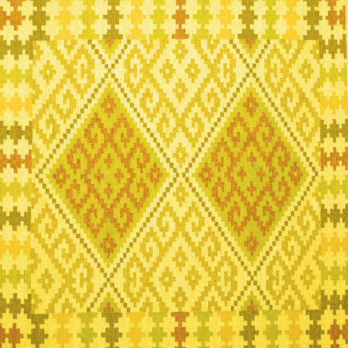 Square Machine Washable Southwestern Yellow Country Rug, wshcon1831yw