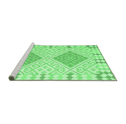 Sideview of Machine Washable Southwestern Emerald Green Country Area Rugs, wshcon1831emgrn