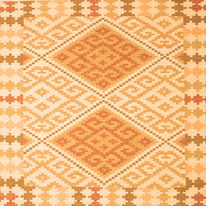 Round Machine Washable Southwestern Orange Country Area Rugs, wshcon1831org
