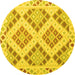 Round Southwestern Yellow Country Rug, con1832yw