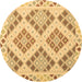 Round Southwestern Brown Country Rug, con1832brn