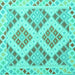 Square Machine Washable Southwestern Turquoise Country Area Rugs, wshcon1832turq