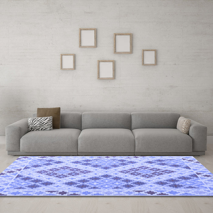 Machine Washable Southwestern Blue Country Rug in a Living Room, wshcon1832blu