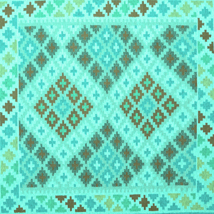Square Southwestern Turquoise Country Rug, con1832turq