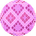 Round Southwestern Pink Country Rug, con1832pnk