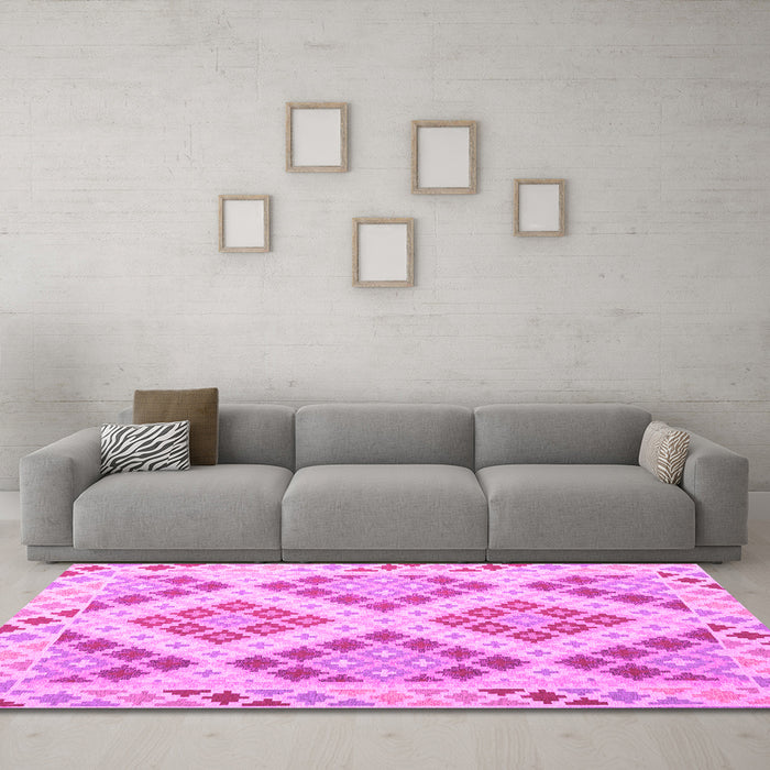Machine Washable Southwestern Pink Country Rug in a Living Room, wshcon1832pnk