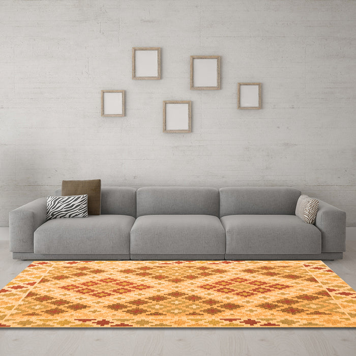Machine Washable Southwestern Orange Country Area Rugs in a Living Room, wshcon1832org